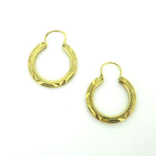VINTAGE YELLOW GOLD CREOLES HOOP EARRINGS FRANCE CIRCA 1960 - ADDITIONAL PHOTO 1