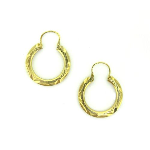 VINTAGE YELLOW GOLD CREOLES HOOP EARRINGS FRANCE CIRCA 1960 - ADDITIONAL PHOTO 2