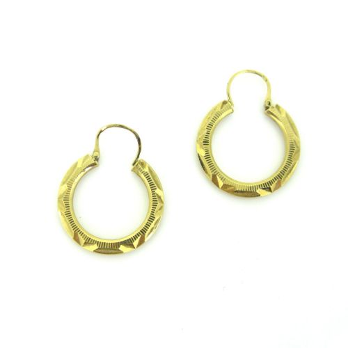 VINTAGE YELLOW GOLD CREOLES HOOP EARRINGS FRANCE CIRCA 1960 - ADDITIONAL PHOTO 3