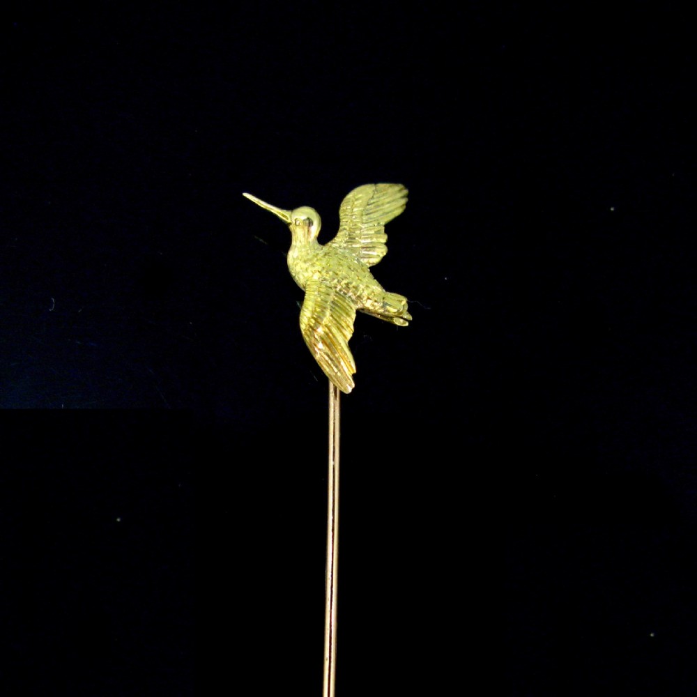Antique Snipe Stickpin, 18kt yellow gold, circa 1900