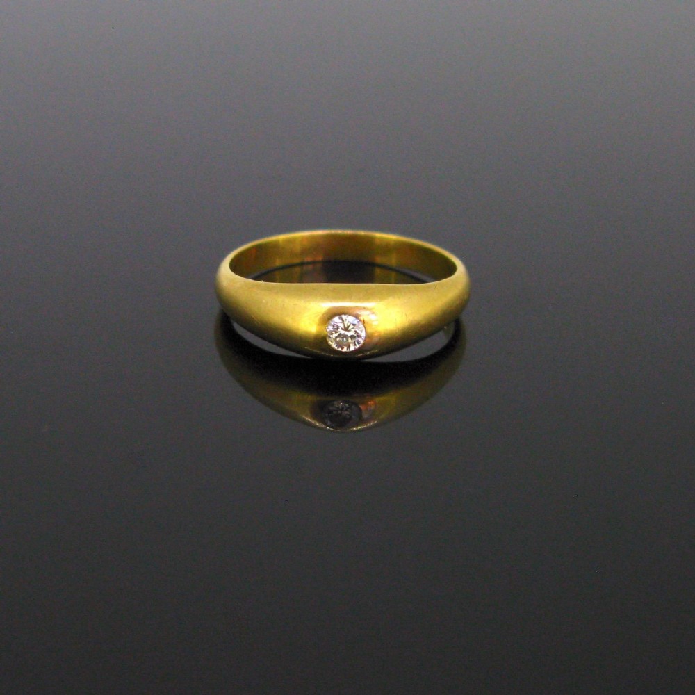 Vintage Gypsy Diamond Ring, 18kt Yellow Gold, France