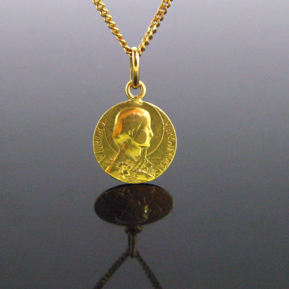 Antique Art Nouveau Religious Pendant, 18kt Yellow Gold, circa 1905