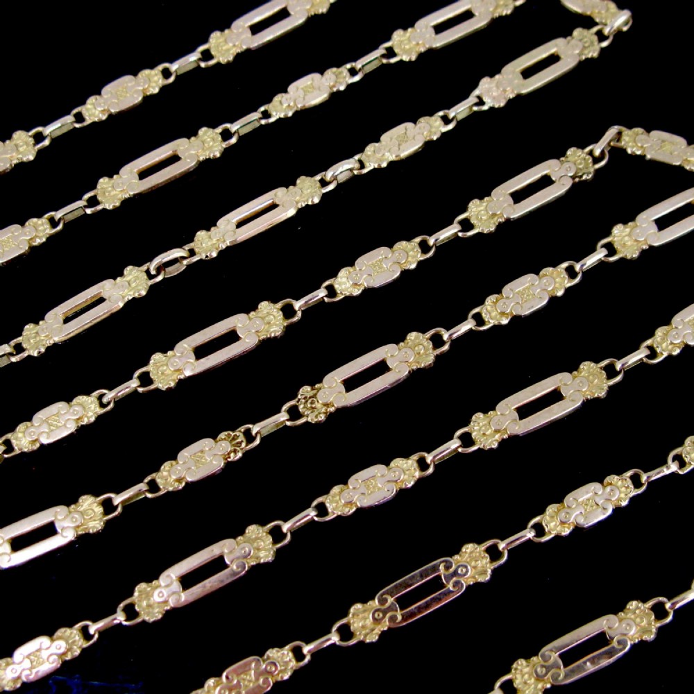 Antique Georgian Long Chain, 48inches, 18kt yellow and rose gold, early 19th century