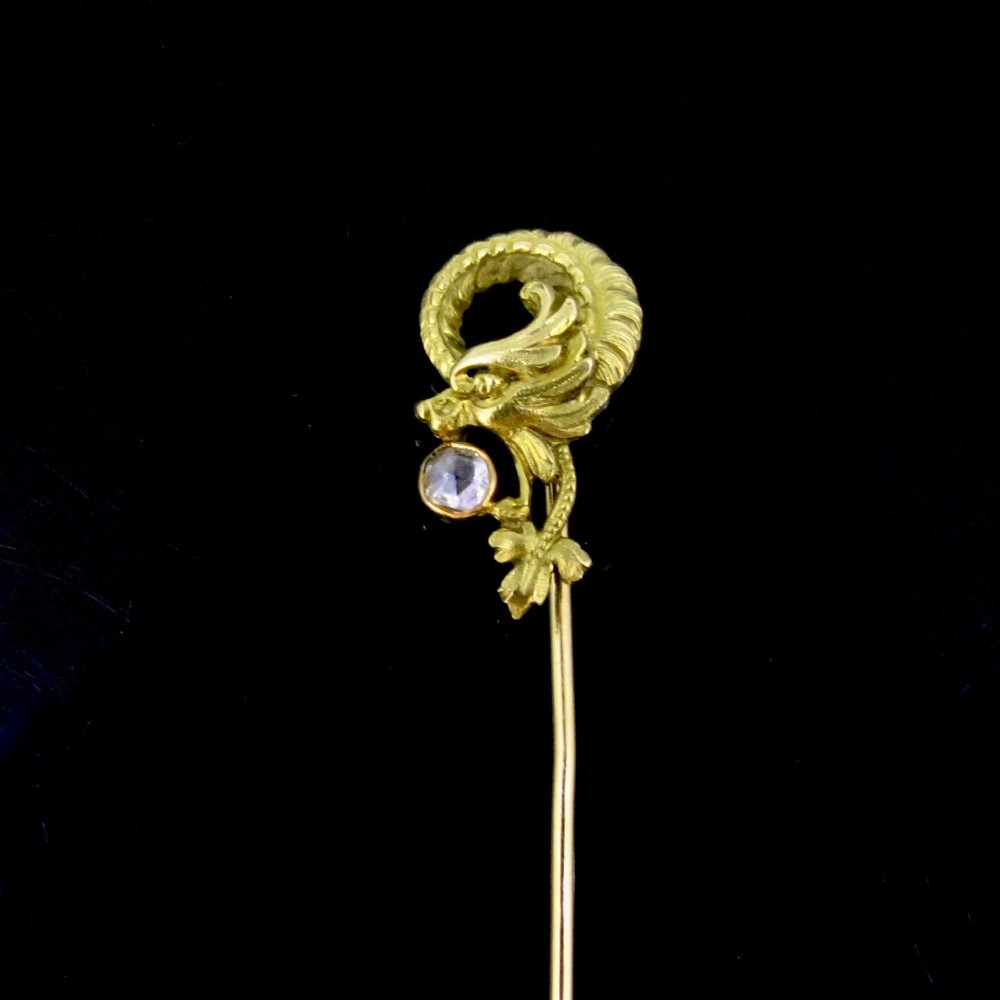 Antique Victorian Chimera Stick Pin, 18kt yellow gold, France, circa 1830