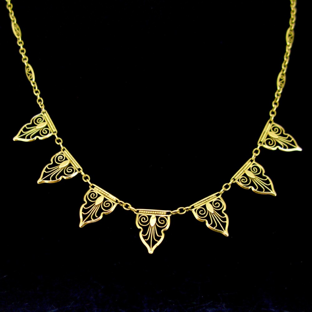 Antique Art Nouveau Draperie Necklace, 18kt yellow gold, France, circa 1905