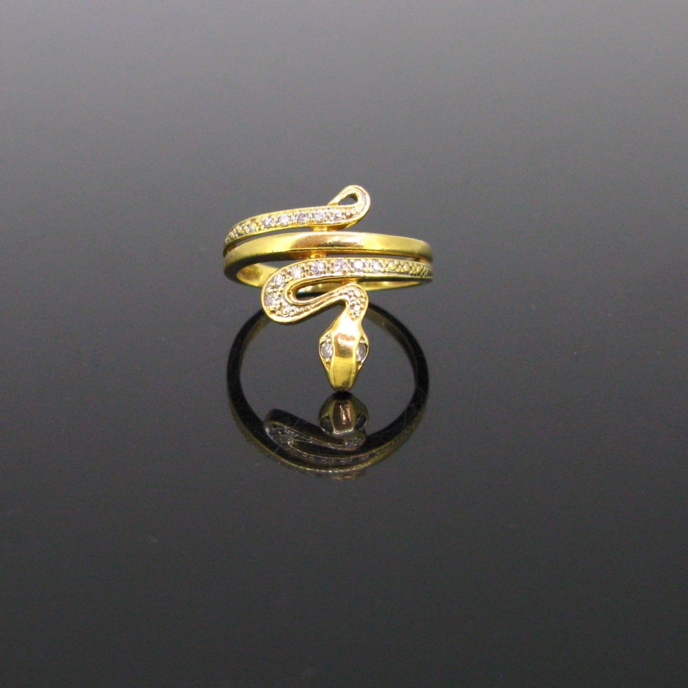 Vintage Diamonds Snake ring, 18kt yellow gold, France, circa 1950