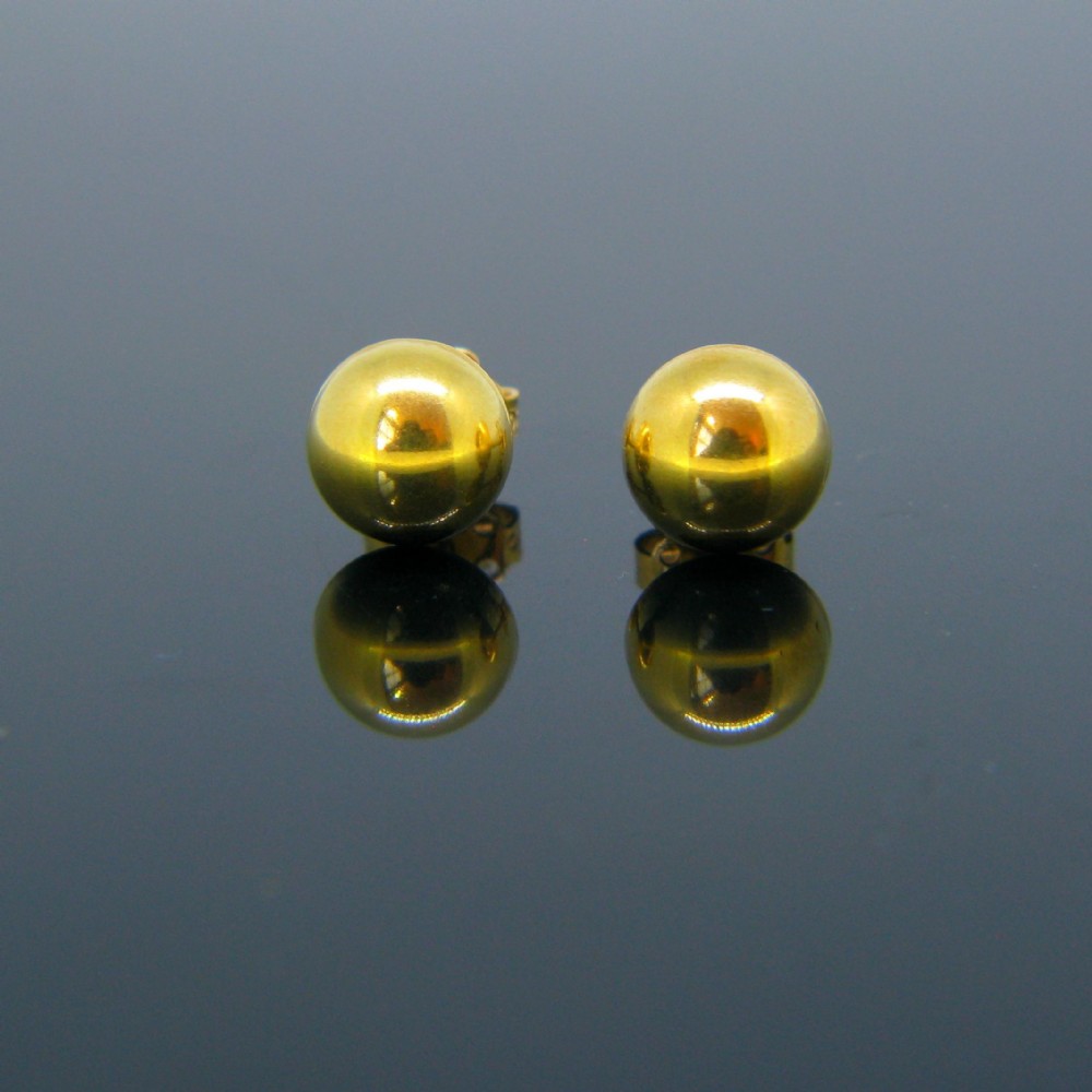 Retro Gold Beads Studs, 18kt Yellow Gold, circa 1960