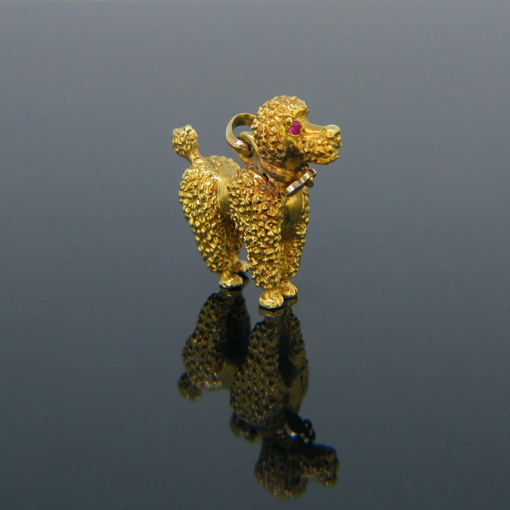Vintage Poodle Pendant/Charm, 18kt Yellow Gold
