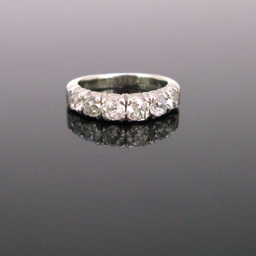 Vintage Half Eternity Diamond Ring, 18kt White Gold, circa 1940