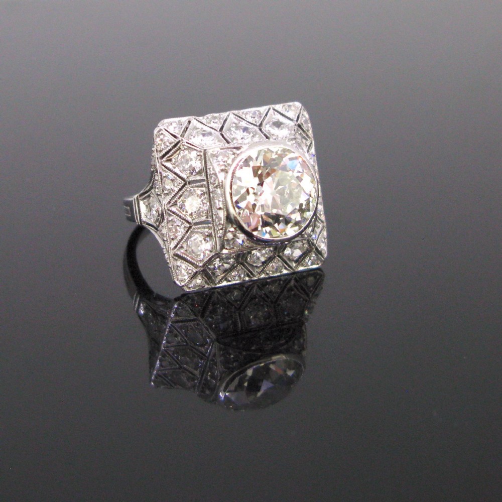 Art Deco 4ct Old European Cut Diamonds Ring, Platinum,  circa 1925