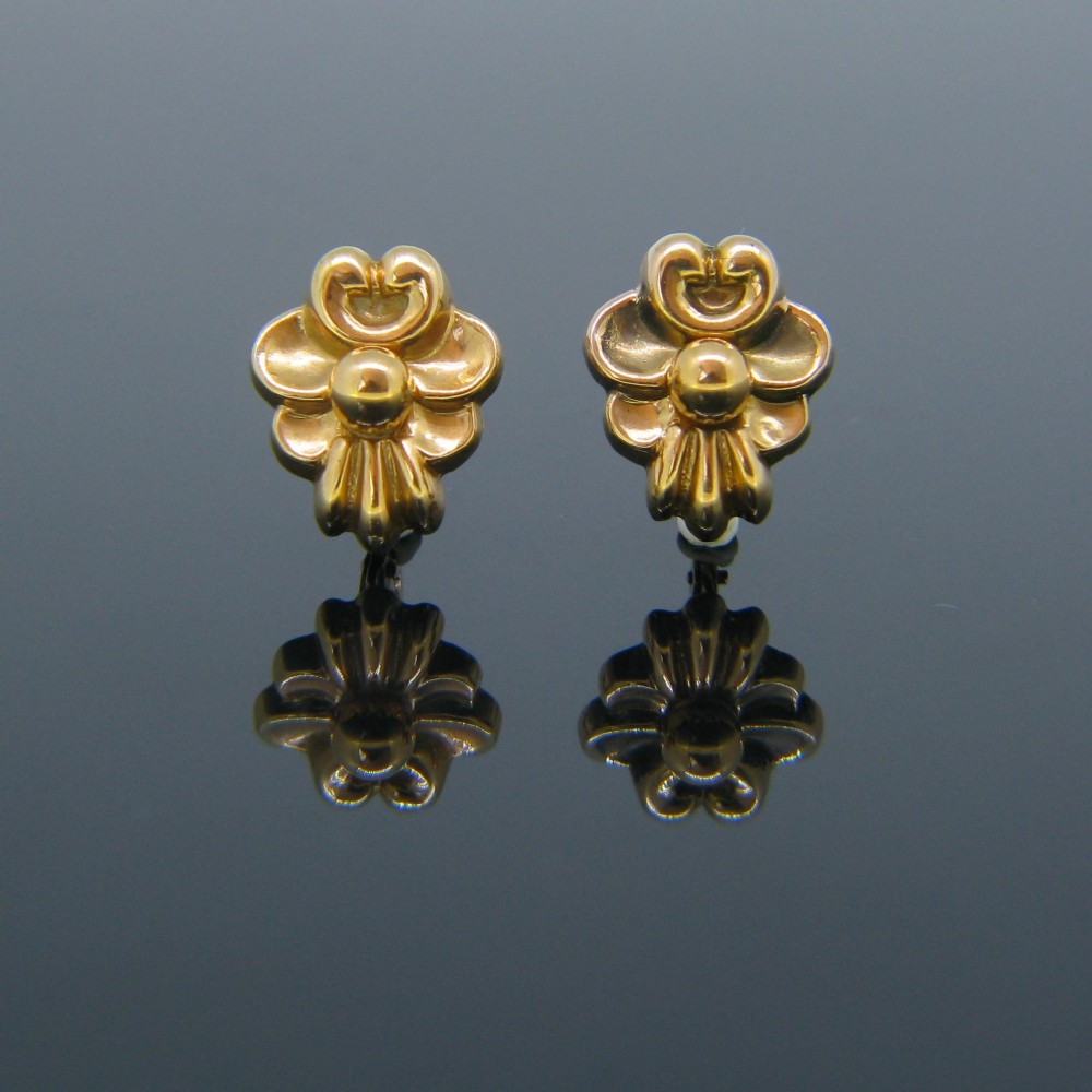 Retro Dormeuses Earrings, 18kt Yellow Gold, France, circa 1950
