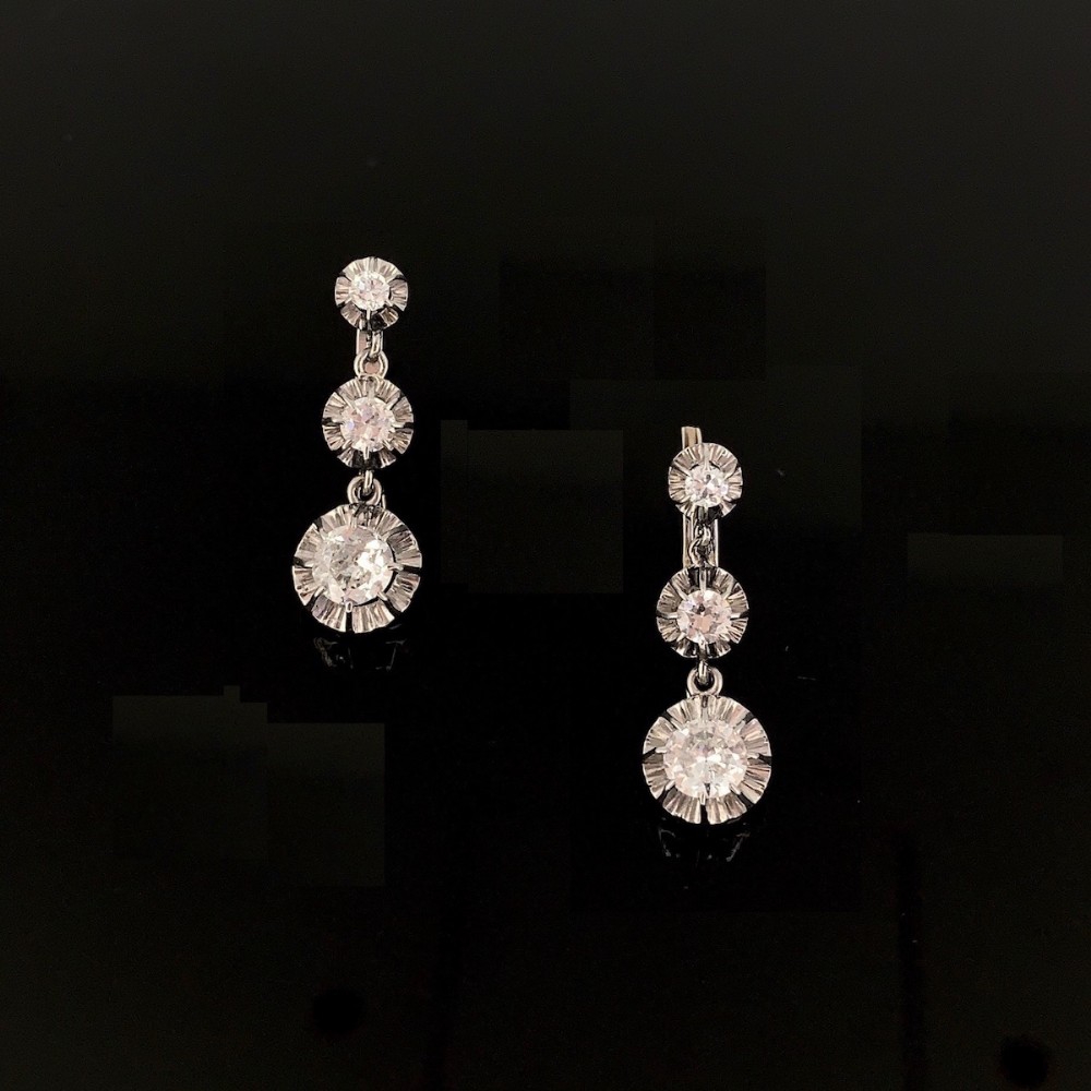 Antique Diamonds Dormeuses earrings, early 20th century