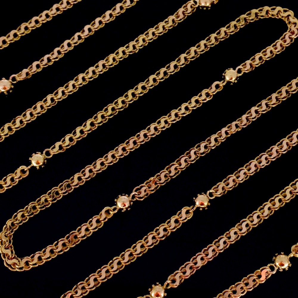 Antique Victorian Long Chain, 59 inches, 18kt gold, France