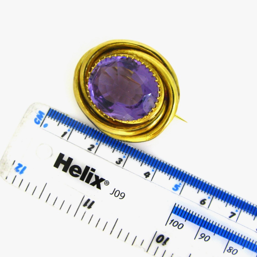 Antique Victorian Amethyst 18k Yellow Gold Brooch, circa 1880 View VI