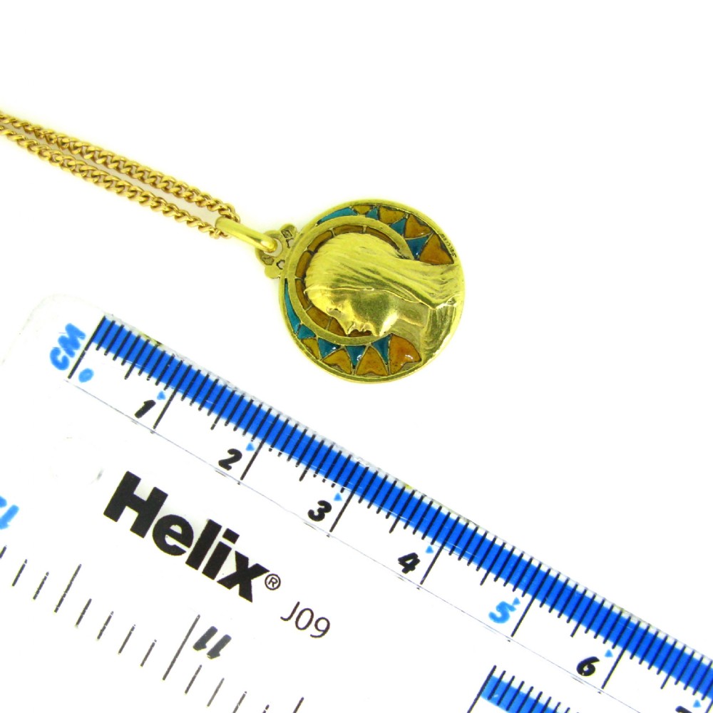 Antique Art Nouveau Plique a Jour Religious Medal by Sellier, France, circa 1900 View II