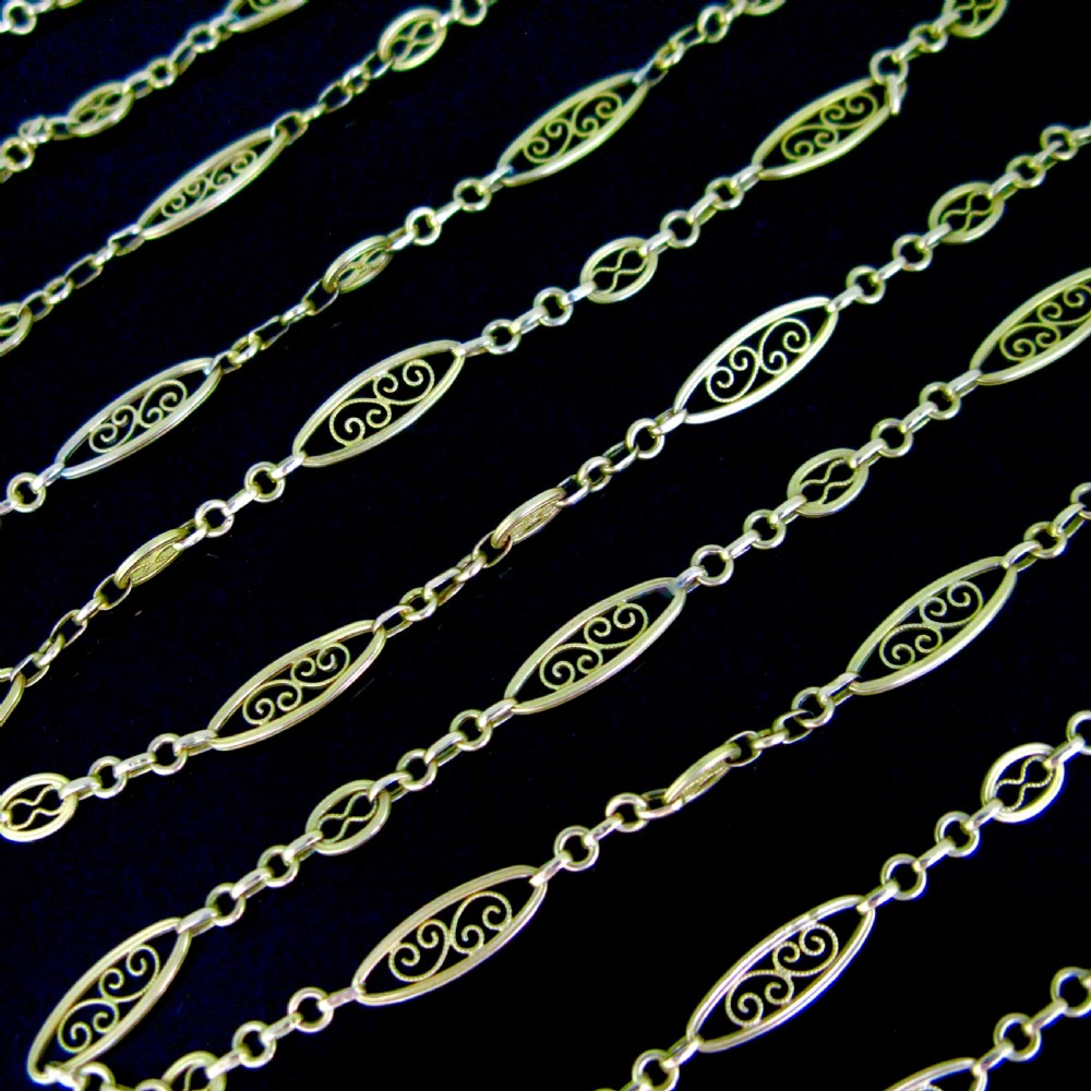 Antique Victorian Long Chain, 58 inches, 18kt yellow gold, France, circa 1880