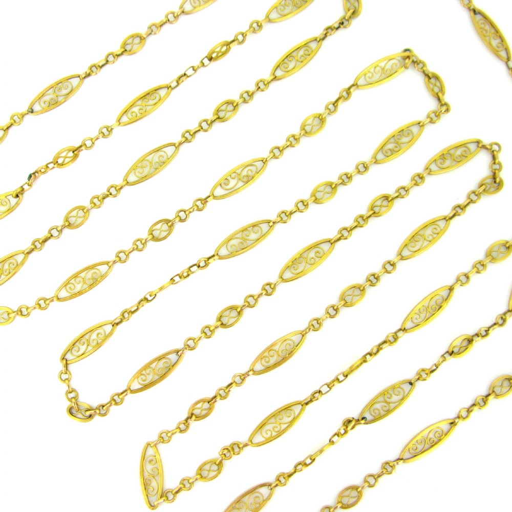 Antique Victorian Long Chain, 58 inches, 18kt yellow gold, France, circa 1880 View II