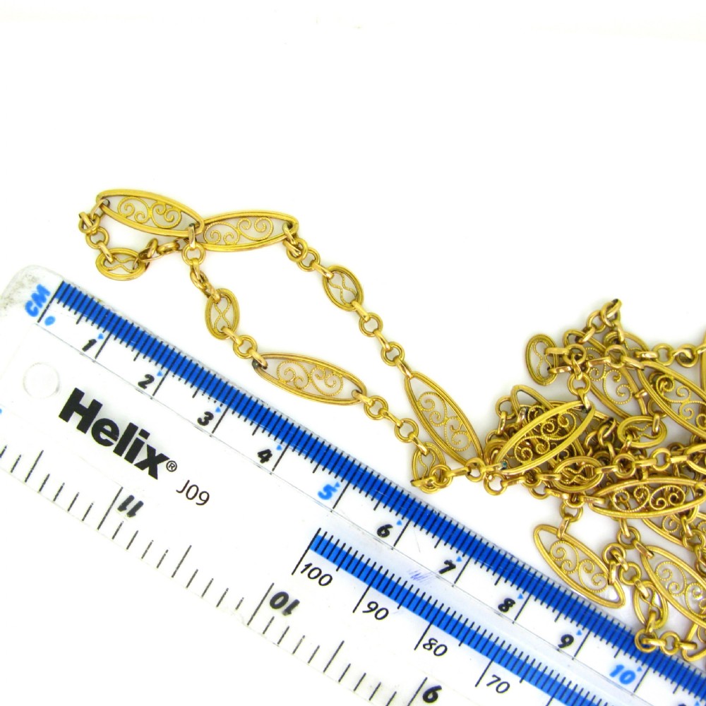 Antique Victorian Long Chain, 58 inches, 18kt yellow gold, France, circa 1880 View III