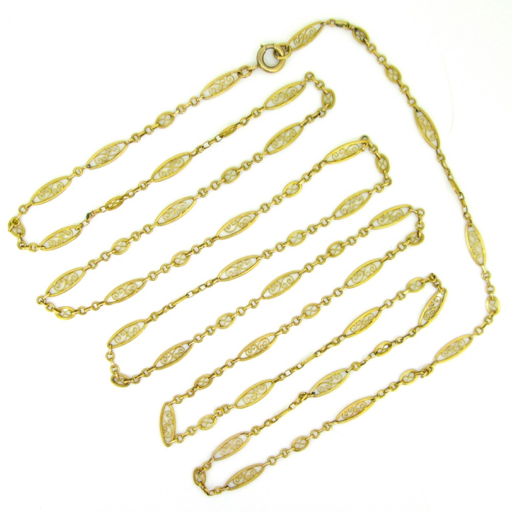 Antique Victorian Long Chain, 58 inches, 18kt yellow gold, France, circa 1880 View V