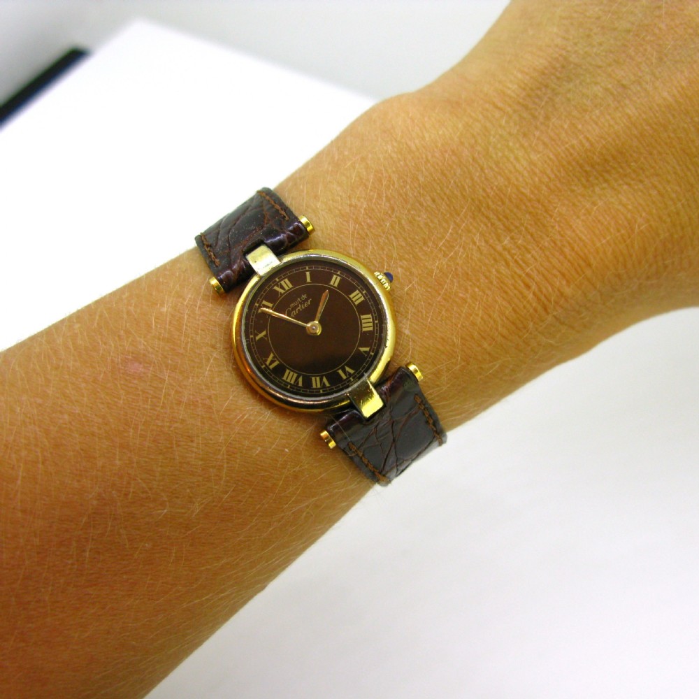 Cartier Vintage Ladies Silver Gilded Wristwatch View V