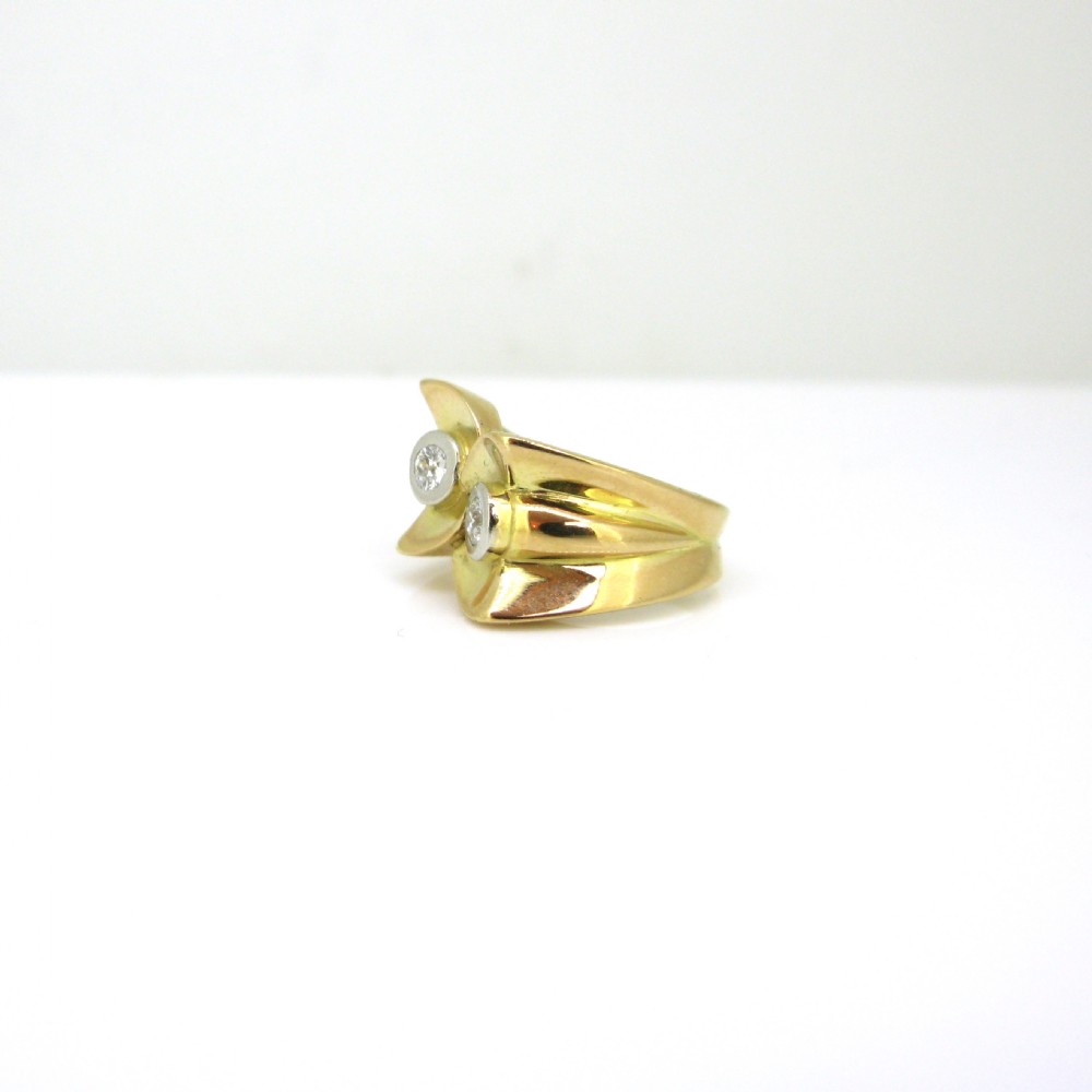 Retro Tank Diamonds Ring, 18kt gold and platinum, circa 1940 View IV
