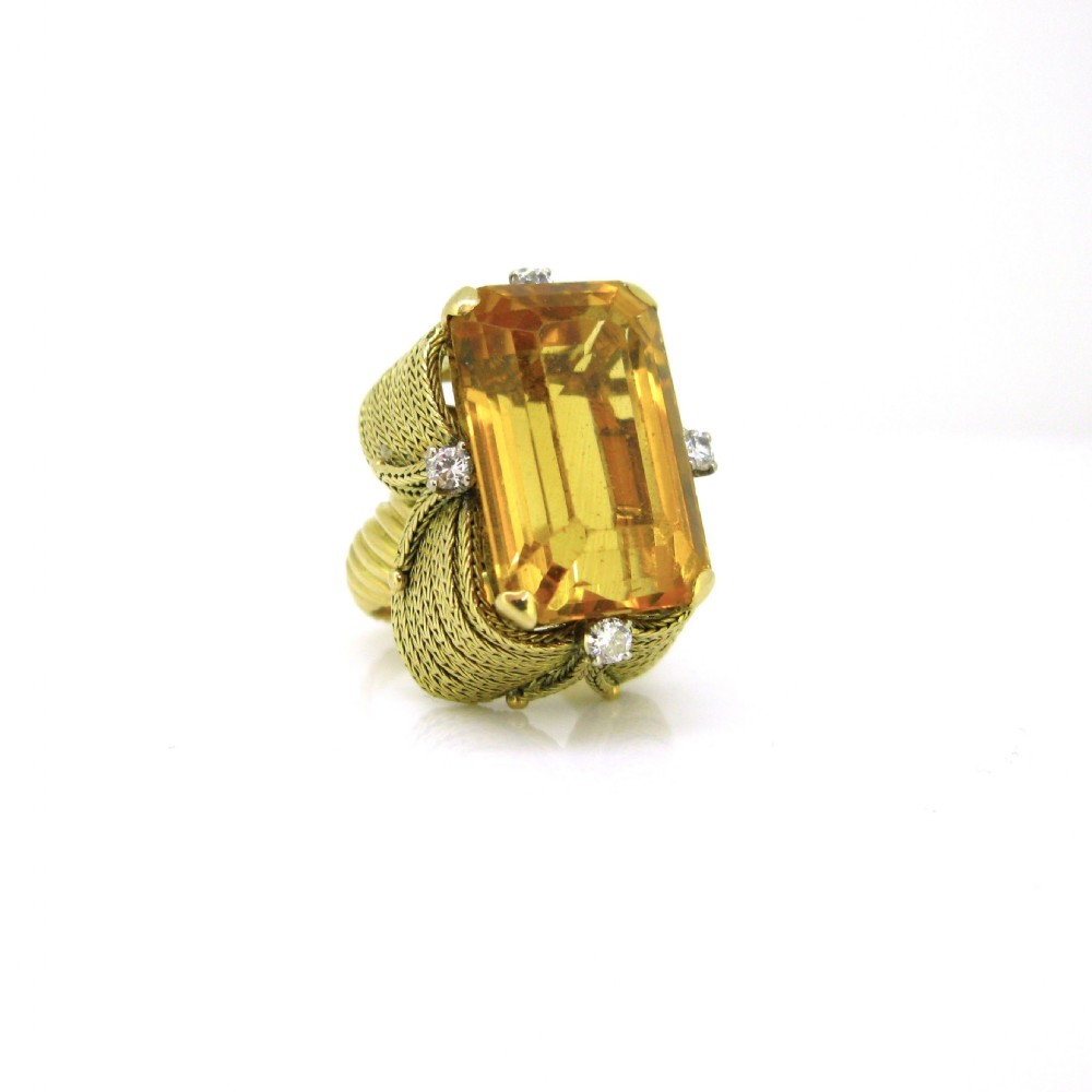 Vintage Cocktail 22ct Citrine Ring, 18kt yellow gold, circa 1950 View II
