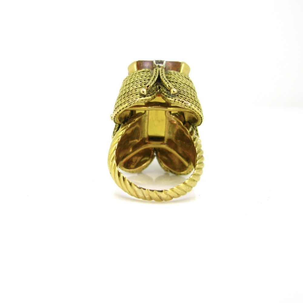 Vintage Cocktail 22ct Citrine Ring, 18kt yellow gold, circa 1950 View IV