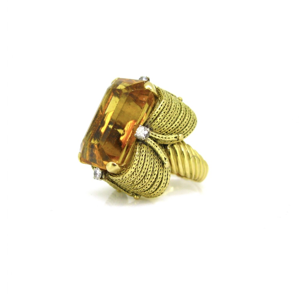 Vintage Cocktail 22ct Citrine Ring, 18kt yellow gold, circa 1950 View V