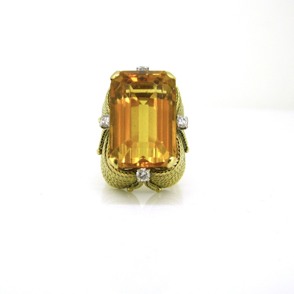 Vintage Cocktail 22ct Citrine Ring, 18kt yellow gold, circa 1950 View VI