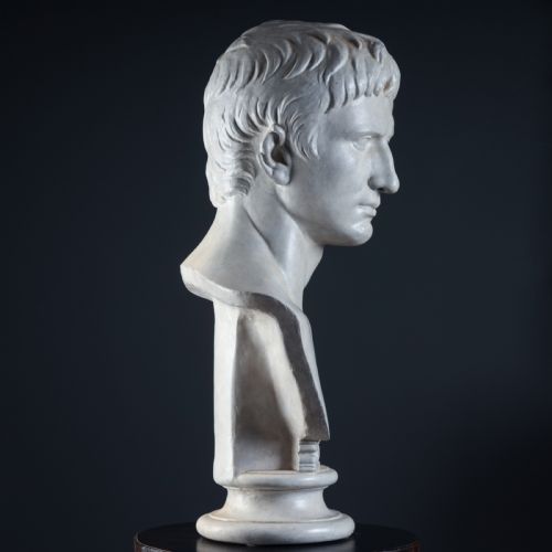 19TH CENTURY PLASTER BUST OF AUGUSTUS CAESAR - ADDITIONAL PHOTO 9
