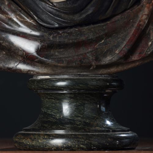 A WHITE AND MIXED MARBLE BUST OF A LADY - ADDITIONAL PHOTO 8