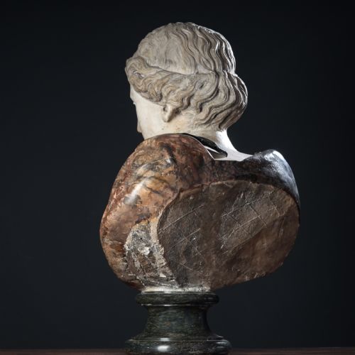 A WHITE AND MIXED MARBLE BUST OF A LADY - ADDITIONAL PHOTO 13
