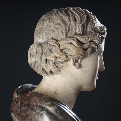 A WHITE AND MIXED MARBLE BUST OF A LADY - ADDITIONAL PHOTO 20