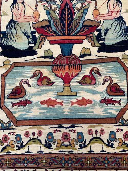 ANTIQUE PICTORIAL KERMAN RAVER RUG - ADDITIONAL PHOTO 1