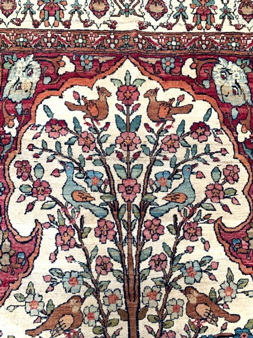ANTIQUE PICTORIAL KERMAN RAVER RUG - ADDITIONAL PHOTO 3