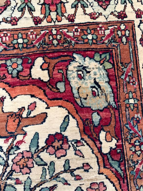 ANTIQUE PICTORIAL KERMAN RAVER RUG - ADDITIONAL PHOTO 4