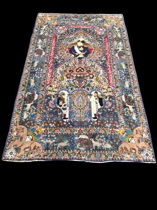antique tabriz carpet depicting ahmad shah - CATEGORY: ANTIQUE RUGS - DATED 19TH CENTURY