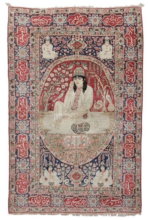 pictorial kirman ravar rug noor ali shah persia circa 1900 - CATEGORY: ANTIQUE RUGS - DATED 19TH CENTURY