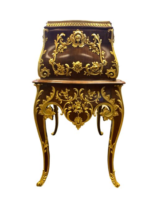 A FINE ANTIQUE 19TH CENTURY WOOD AND BRONZE INLAID DESK FRENCH OR RUSSIAN - ADDITIONAL PHOTO 2