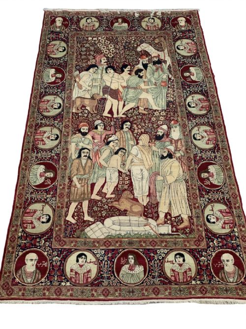 antique pictorial kerman raver rug 230 x 140 cm - CATEGORY: ANTIQUE RUGS - DATED 19TH CENTURY