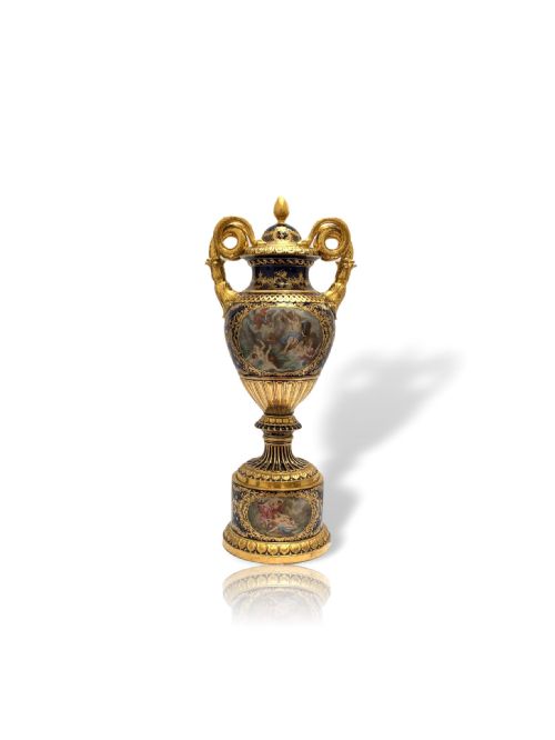 royal vienna porcelain covered urn on stand circa 1900 - CATEGORY: ANTIQUE CERAMICS - DATED 1900