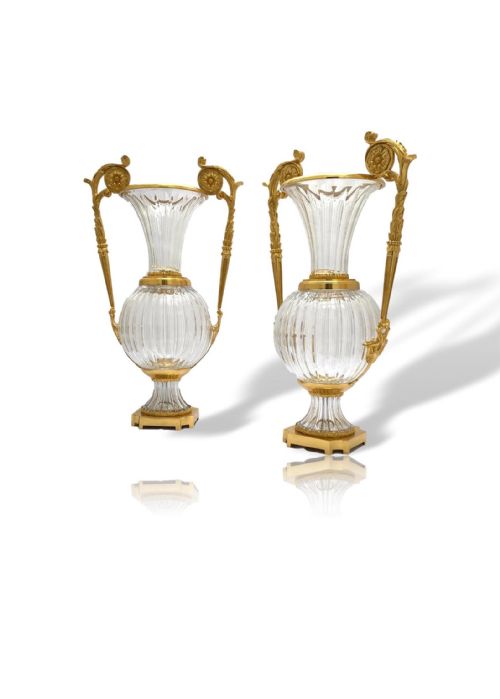 pair of large french ormolu mounted glass vases - CATEGORY: ANTIQUE GLASS - DATED 19TH CENTURY