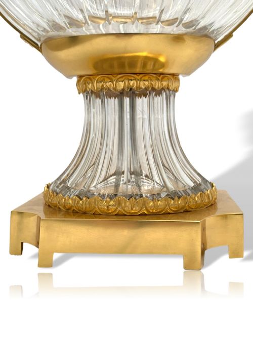 PAIR OF LARGE FRENCH ORMOLU MOUNTED GLASS VASES - ADDITIONAL PHOTO 1