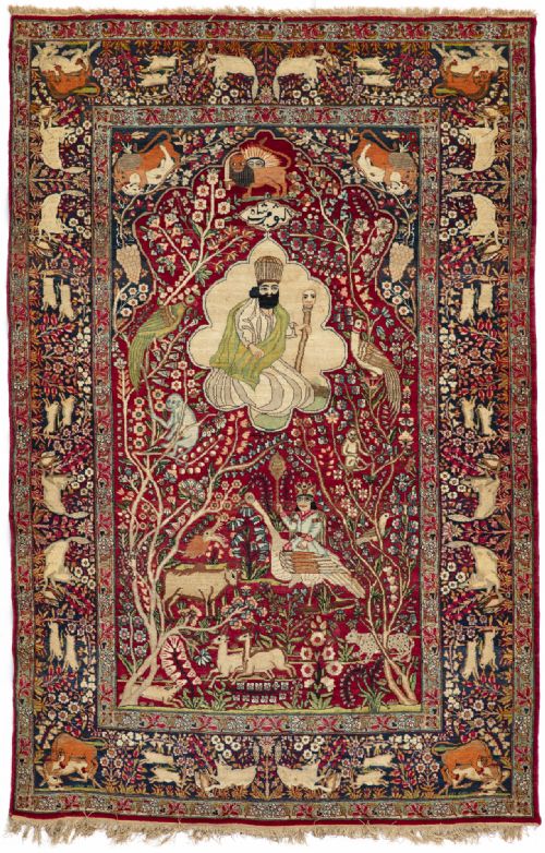 a fine pictorial kerman raver rug circa 1910 - CATEGORY: ANTIQUE RUGS - DATED 1910