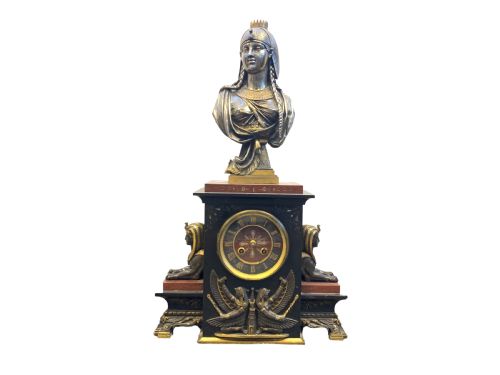 exquisite egyptian revival clock france 19th century - CATEGORY: ANTIQUE CLOCKS - DATED 19TH CENTURY