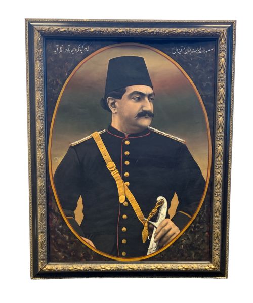 a fine painting depicts prince mas'ud mirza yamin aldawla zill alsultan 18501918 signed by ibrahim qajar iran dated ah 1308ad 189091 - CATEGORY: ANTIQUE ART - DATED 19TH CENTURY