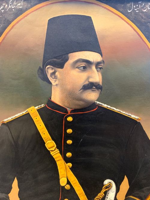 A FINE PAINTING DEPICTS PRINCE MAS'UD MIRZA YAMIN ALDAWLA ZILL ALSULTAN 18501918 SIGNED BY IBRAHIM QAJAR IRAN DATED AH 1308AD 189091 - ADDITIONAL PHOTO 1