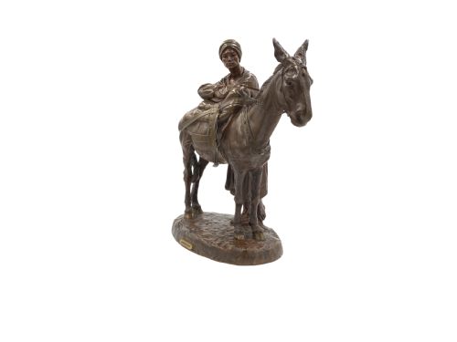 A FRENCH PATINATED BRONZE GROUP OF A FIGURE AND DONKEY ENTITLED 'ANIER DU CAIRE' - ADDITIONAL PHOTO 1