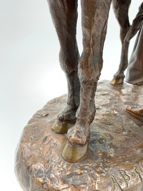 A FRENCH PATINATED BRONZE GROUP OF A FIGURE AND DONKEY ENTITLED 'ANIER DU CAIRE' - ADDITIONAL PHOTO 8