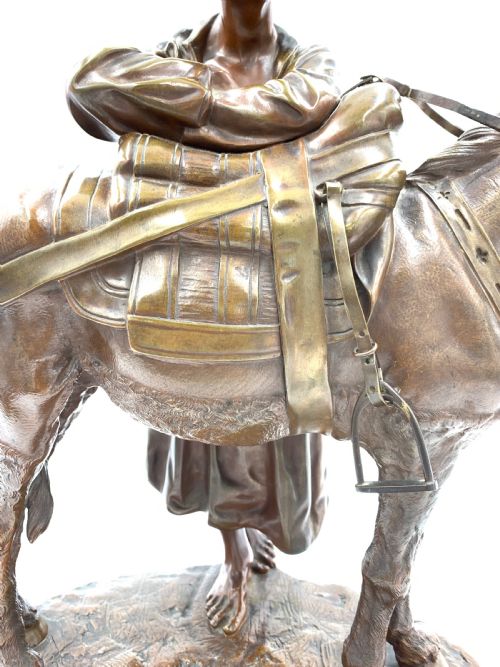 A FRENCH PATINATED BRONZE GROUP OF A FIGURE AND DONKEY ENTITLED 'ANIER DU CAIRE' - ADDITIONAL PHOTO 11